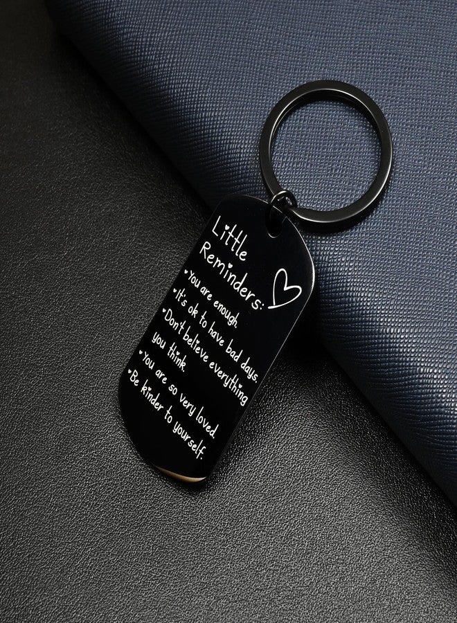 OUMILAN Little Reminders Keychain Inspiration Gifts for Women Men Affirmation Uplifting Mental Health You Are Enough Keyring (Black) - Image 4